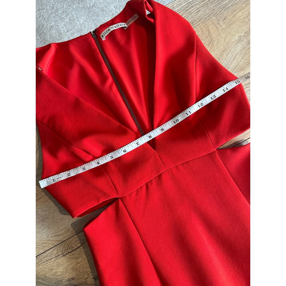 Alice + Olivia Riki Fitted Cutout Dress Fitted Poppy Red 6 - Picture 9 of 12